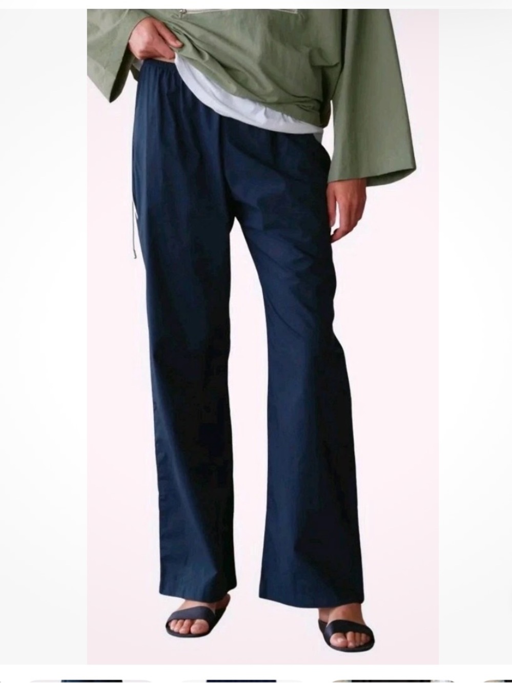 DONNI Navy Blue Silky Simple Pant